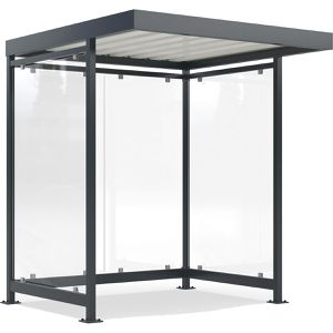 WSM Personenunterstand Köln K2 a/a, anthrazit, aus Metall, 3 Wände aus Glas, 217 x 217cm (B/T), für 4 Personen
