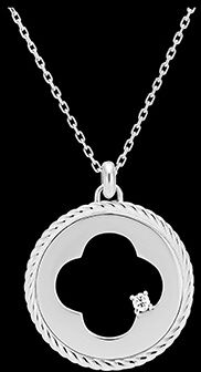 Edenly Halskette Frische - Absolutes Kleeblatt - 9 Karat WeiÃŸgold und Diamante