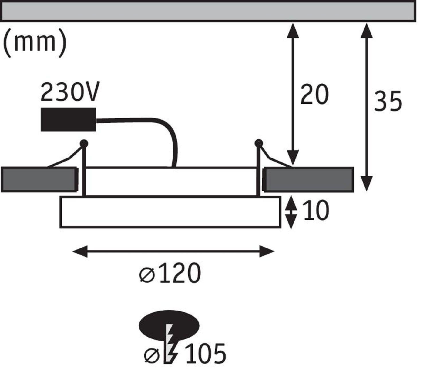 Paulmann Inbouwverlichting Set Areo, Rond, LED, 1x8W, 3000K, Mat Nikkel/Kunststof, 120mm