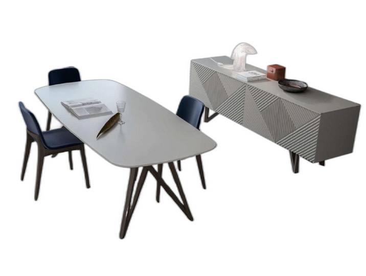 Xlmoebel Esszimmer-Set Helles Sideboard aus hochwertigem Material für modernes Esszimmer, (6-St., Esstisch / Anrichte / 4x Stühle), Hergestellt in Europa
