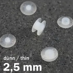100 Druckösen aus Kunststoff, dünne Ausführung, 2,5 mm Füllhöhe, transparent, Polyamid