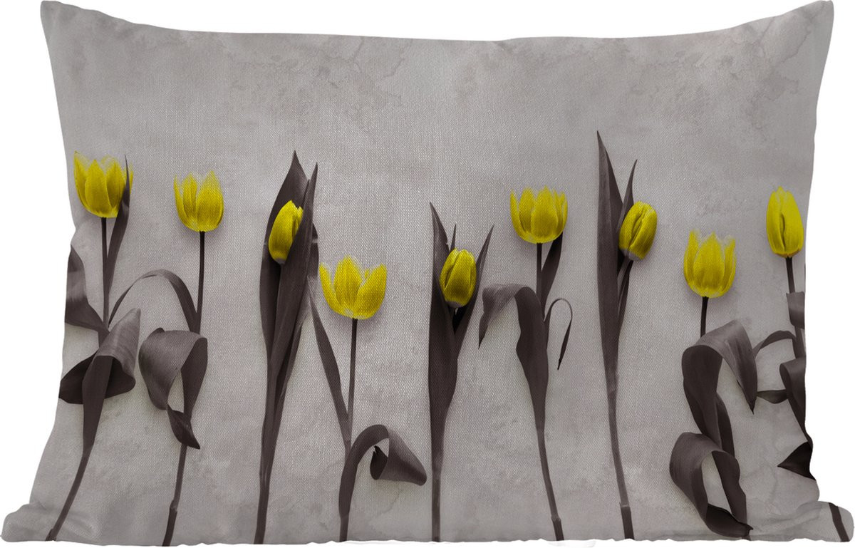 Weerbestendige buitenkussens met tulpen en marmerprint, 60 x 40 cm