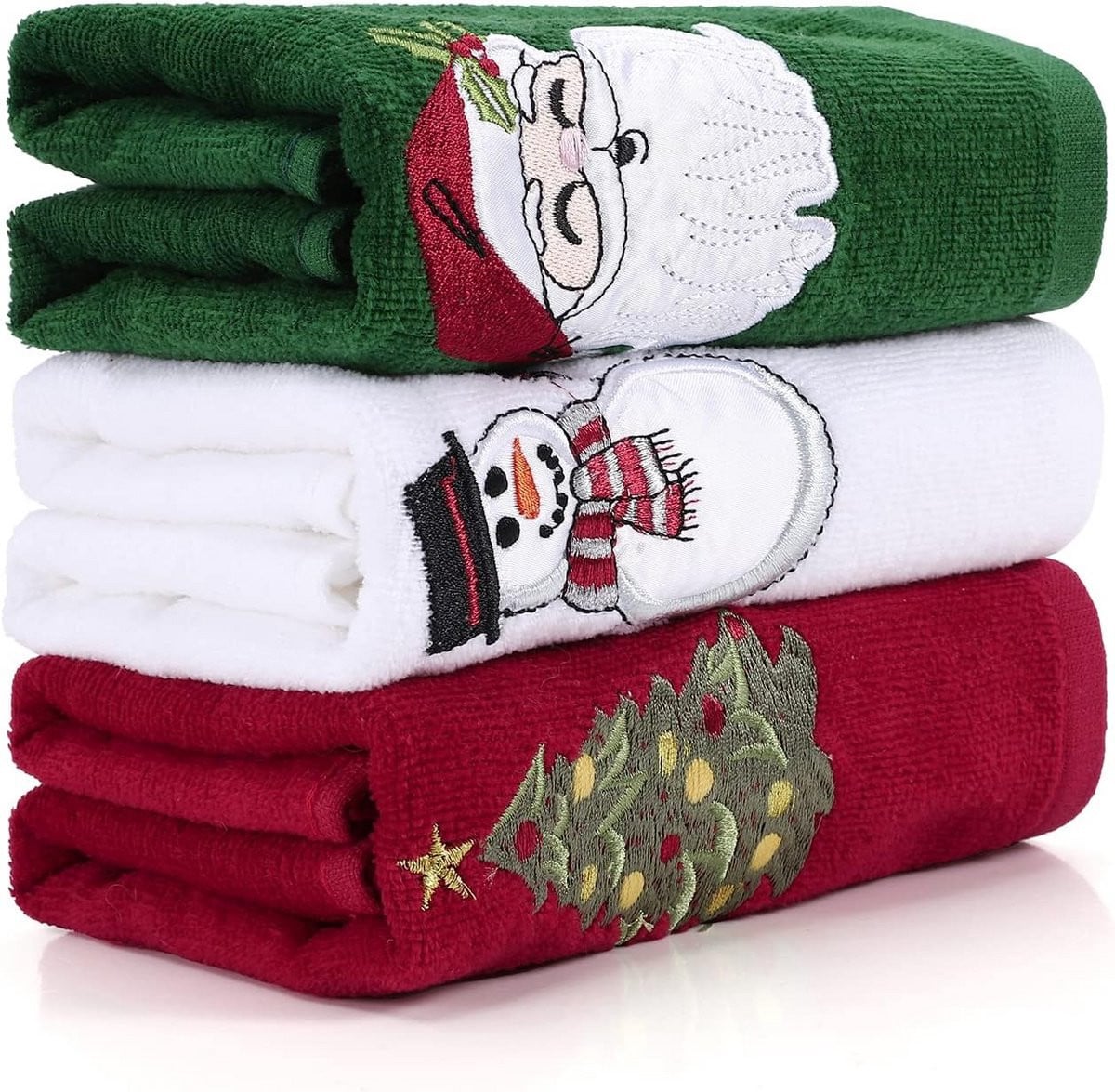 Set van 3 absorberende kerst handdoeken van katoen voor volwassenen