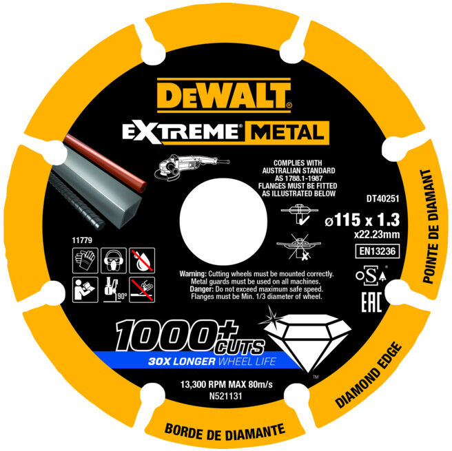 Disque de coupe de diamant DEWALT 115x1,3mm (DT40251-QZ)