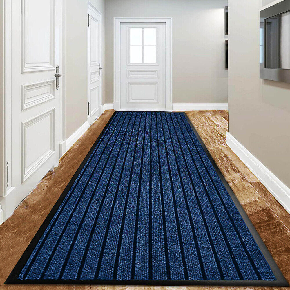 Brayden Studio Nakale Striped Doormat Blue Rectangle W120 x L150 cm