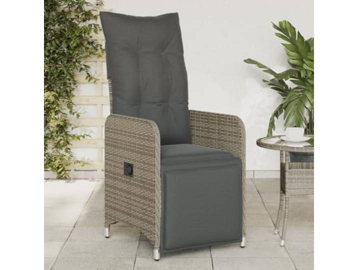ZQQLVOO Gartensessel Verstellbar mit Kissen Grau Poly Rattan Verstellbarer Liegesessel, PE Rattan Geflecht, dickes Sitzkissen, abnehmbarer Bezug, Stahlrahmen, Outdoor Einsatz
