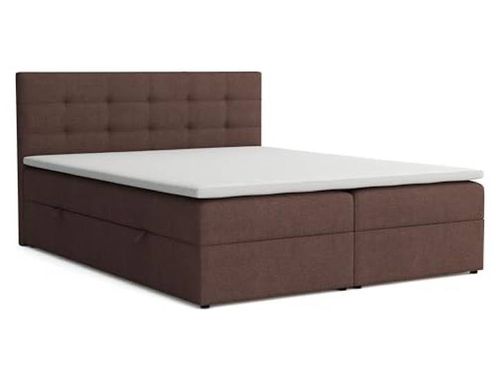 Boxspringbett 160x200 mit Bettkasten, Jessa Doppelbett Braun Velourstoff Bett 160x200, Doppelbett mit Komfortschaumkern-Topper (2 cm) für extra Liegekomfort