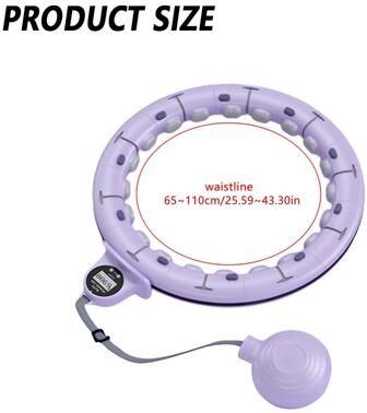 Inspire Select Smart Weighted Fitness Hula Hoop For Adults With Massage Nodes, Gravity Ball & Counter, Adjustable Waist Hoop For Weight purple 25.59 43.31 In