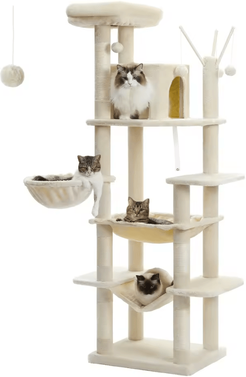Inspire Essentials Large Cat Tree Tower For Indoor Cats With Plush Condo Perches Scratching Posts And Hideaway Caves amt0240bg