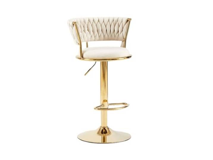 VNCdfhETs Barstuhl Bar Stuhl Mit Fußstütze Verstellbare Drehbare Hohe Hocker Rückenlehne Barhocker(Beige)