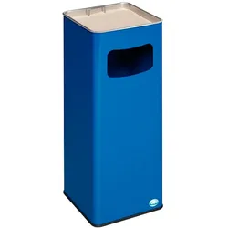 PROREGAL Klassischer Kombiascher eckig | HxBxT 66,5x26x26cm | Verzinkter Stahl | Blau | Mülleimer Aschenbecher Abfalleimer