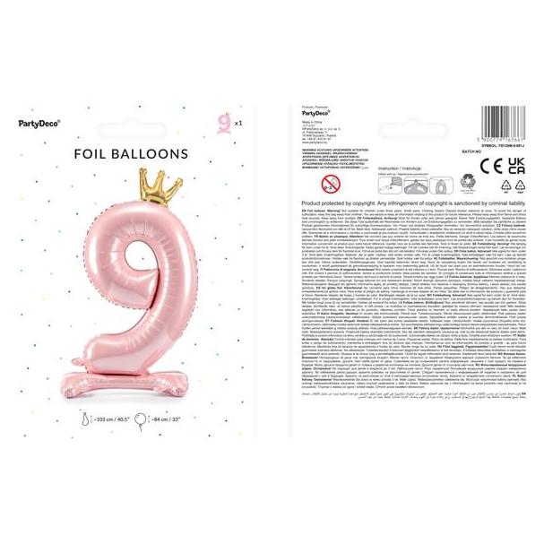 Partydeco Ballon Zahl 9 auf fuss - Rosa (1x) (FB126M-9-081J)