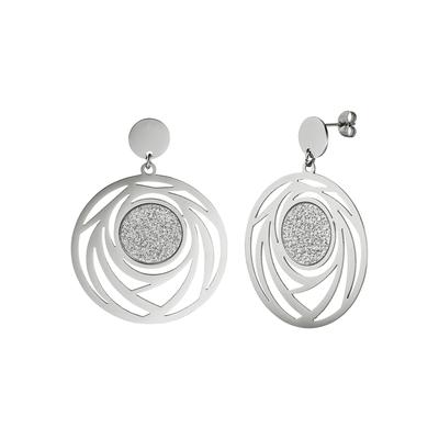 Paar Ohrhänger JOBO, silber (edelstahlfarben), Ohrringe, Damen, Edelstahl, rund Edelstahl
