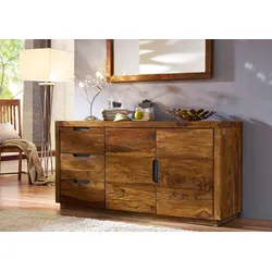Sideboard Sheesham 150x45x75 walnuss lackiert DUKE #126
