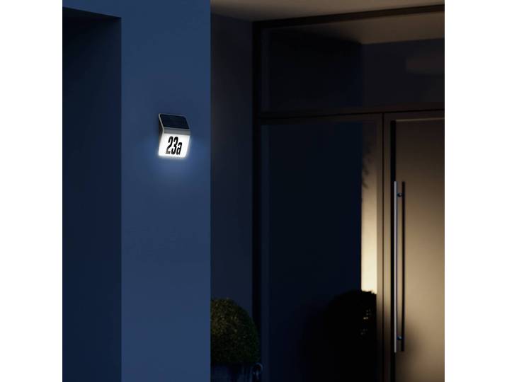 STEINEL XSolar LH-N LED-Hausnummernlampe, Edelstahl XSOLAR, weiß / opal, Edelstahl, Modern