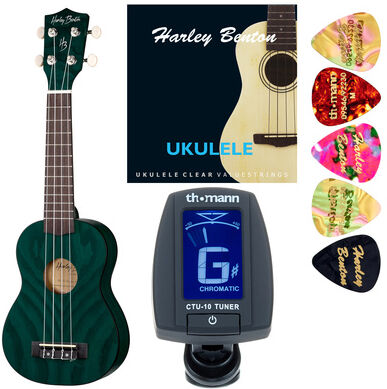 Harley Benton UK-12 Stain Ash Blue Bundle Blue Stain Satin