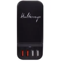 Halterrego Chargeur secteur USB universel H.Charging HOME 4 ports dont 2 ports ultra-rapide (4 Ports), USB Ladegerät, Schwarz