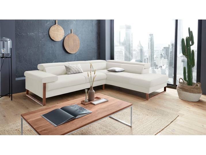 Ecksofa, Longlife Xtra-Leder, Weiß, 281×230 cm, Ottomanen Rechts, Modern, W.SCHILLIG