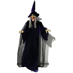 SATISFIRE Halloween Figur Hexe, animiert 175cm - Licht und Geräusche