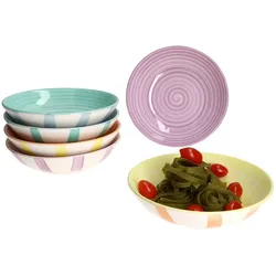 Beach Pastello Stripes 6er Set Suppenteller 600ml Steingut pastell Streifen