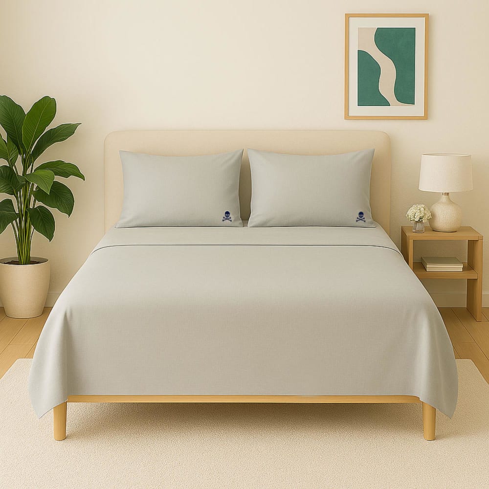 Scalpers Sábana encimera con fundas almohada de algodón gris 240x280 cm