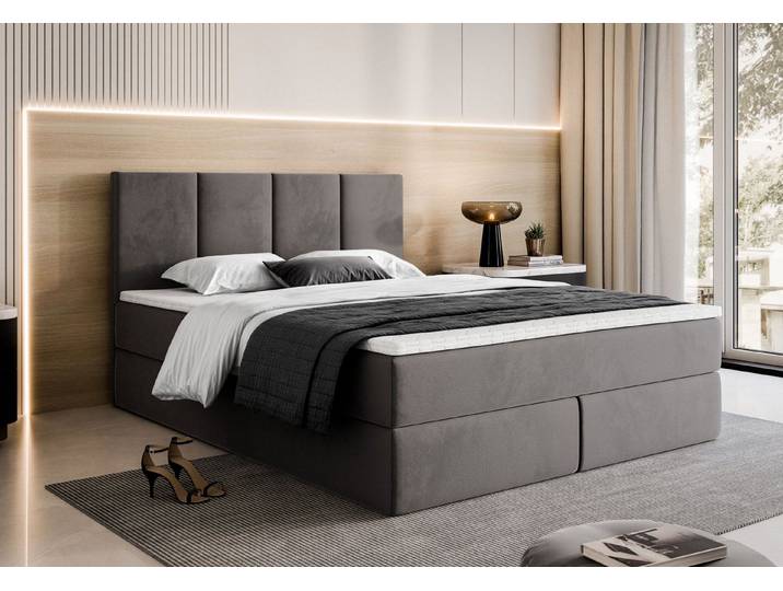 Lookway Boxspringbett ELZA – Komfortables und modernes Polsterbett für jedes Schlafzimmer (mit Bettkasten und Matratze), h:103, t:208