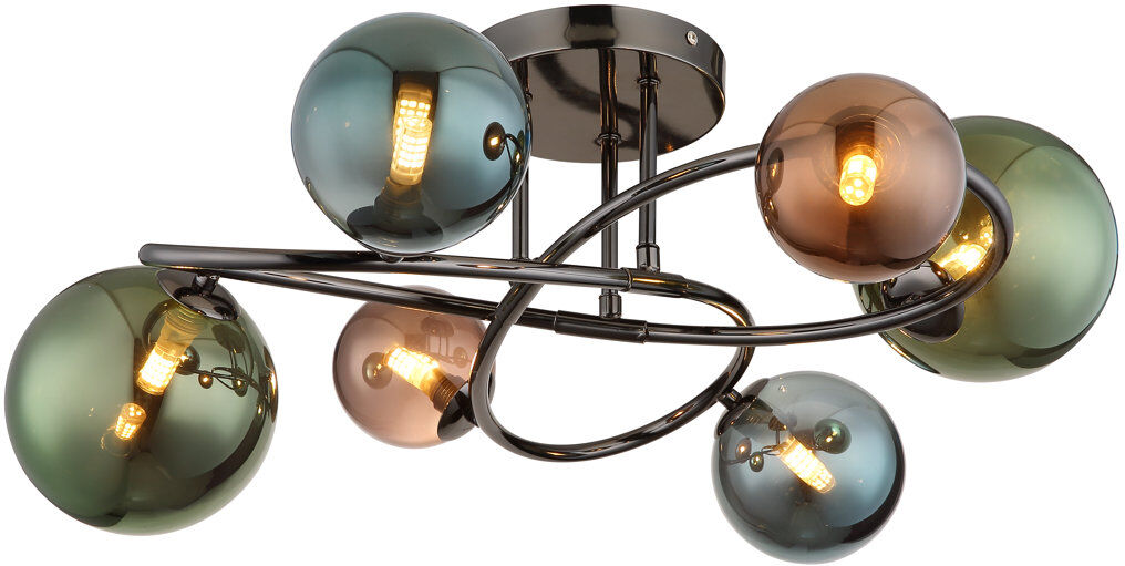 Globo Lighting Glass Flush Mount Silver 25cm H X 65cm W X 65cm D