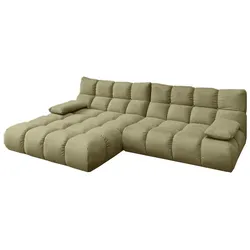 KAWOLA Sofa VIVIEN Ecksofa Velvet oliv Longchair links