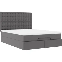 vidaXL Ottoman-Bett mit Matratze Grau 140x190 cm Kunstleder