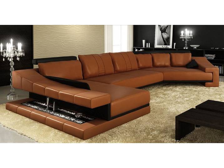 Xlmoebel Wohnlandschaft Ledersofa PHM105 in modernem Design mit bequemen Polstern, Ecksofa, Hergestellt in Europa