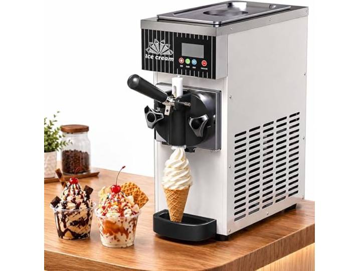menglanchang Softeismaschine Eiscrememaschine Professionelle- 4–5L Pro Stunde, Schnellgefrierfunktion, Automatische EIN-Knopf-Reinigung – TischgeräT FüR Frozen Yogurt, FüR Partys & CaféS White