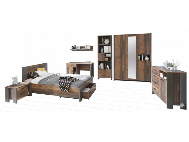 Jugendzimmer CLIF Komplettset 8-tlg. Optik: Old Wood Vintage von Forte