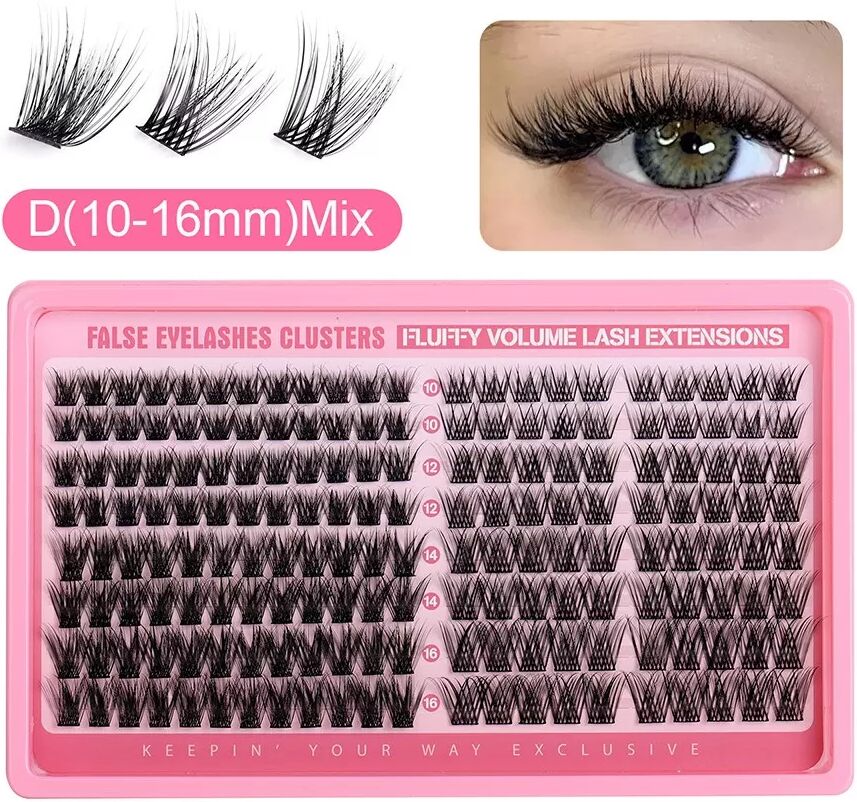 INF Horizontales 16-reihiges, segmentiertes Falsche Wimpern Cluster Set - Natürliches & dichtes Volumen