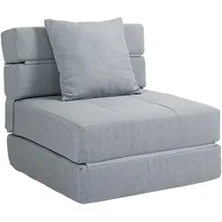 SCHLAFSESSEL Schlafsofa Sofabett Einzelsofa mit Waschbarem Kissen Hellgrau