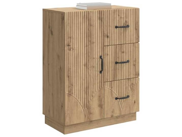 KTHLBRH Sideboard Eiche Handwerk 66 x 34,5 x 87 cm Technisches Holz, 3 Schubladen, 1 Einlegeboden, 1 Tür, max. Belastung 60 kg, einfache Montage