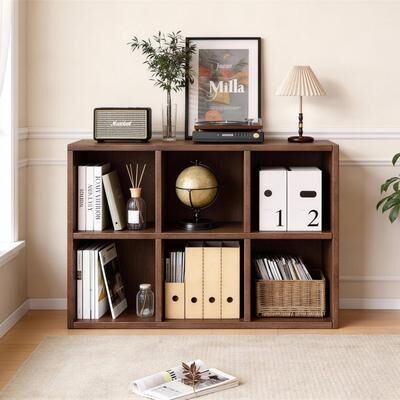 Kodotan sofa Book Shelf with 6 Storage Place Wooden Bookshelf Storage Organizer Diaplay Cabinet