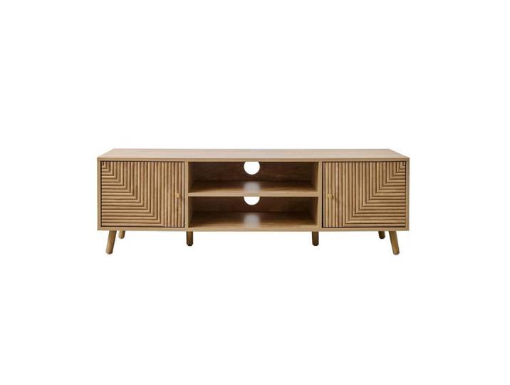 Calicosy Tv-Möbel 2 Türen mit Fronten in Lamellenoptik in L-Form Eden 140/40/45 cm, Apfelbaumfarben, Holzwerkstoff, 40x45x140 cm, Wohnzimmer, TV Möbel, Lowboards, Lowboards stehend