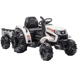 Kinder Traktor Elektro mit Anhänger Weiß HECHT 50435