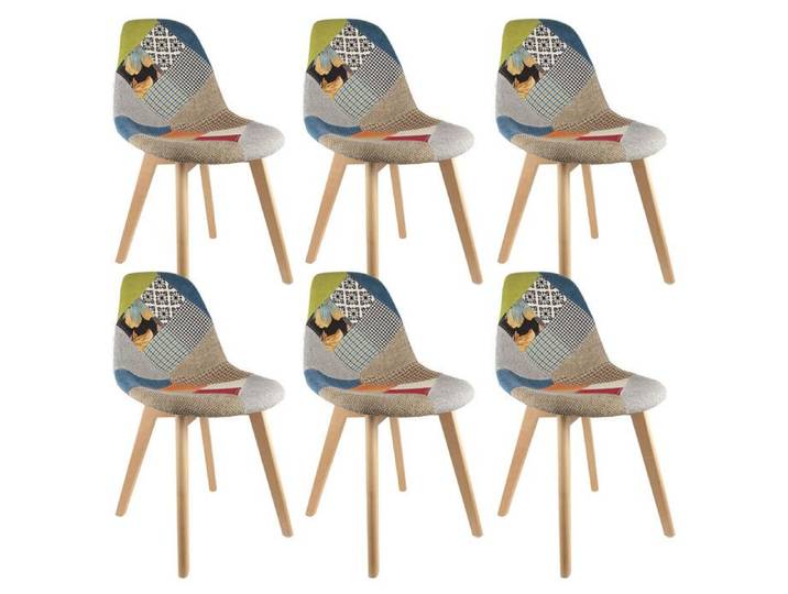 PATCHWORK - Lot de 6 Chaises Scandinaves Multicolore