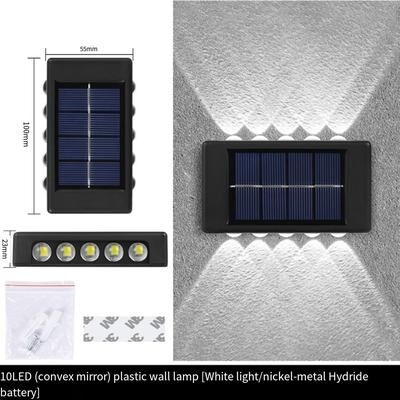 Uplift Picks Outdoor Solar Wall Light Waterproof LED Up Down Garden Lighting Lamp white 10 Led 2 Pcs
