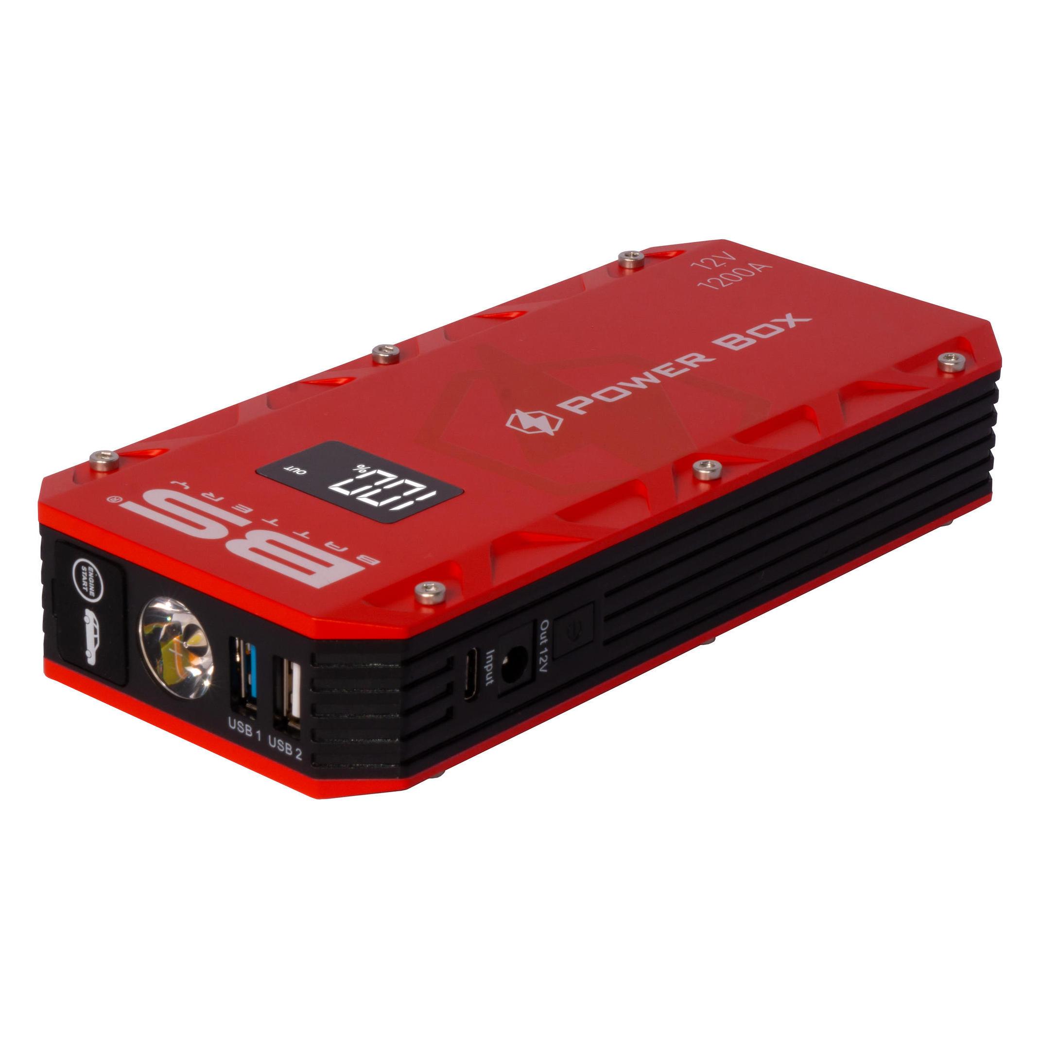 BS Battery BS-BATTERY PB-02 Power Box Akku-Booster mit USB-Ladegerät (1200 A, 12000 mAh) (700559)