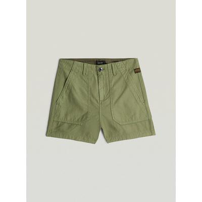 Shorts G-STAR "Fatigue Shorts", Damen, Gr. 26, grün (four leaf clover gd), Obermaterial: 70% Baumwolle, 30% Baumwolle, Hosen Shorts