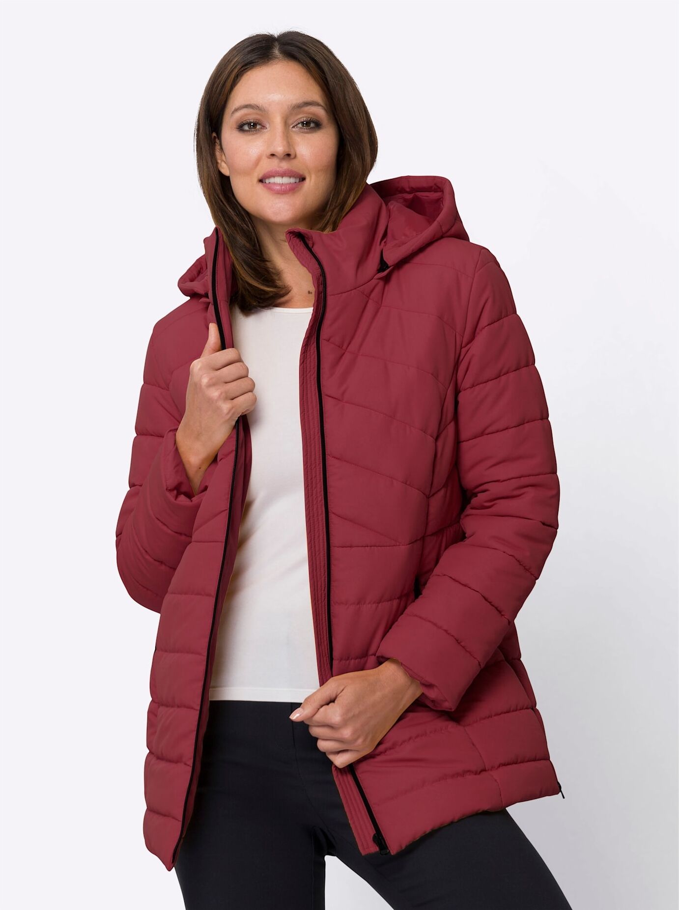 Steppjacke CLASSIC BASICS, Damen, Gr. 42, rot (dunkelrot), 100% Polyester, Futter und Wattierung:100% Polyester, Jacken Steppjacke dunkelrot 42