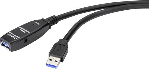 Renkforce USB-Kabel USB 3.2 Gen1 USB-A Stecker, USB-A Buchse 20.00m Schwarz Aktiv mit Signalverstärkung RF-4598350