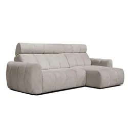 ECKSOFA KIMI 3-Sitzer, ausziehbarer Sitz, verstellbare Kopfstützen, beige