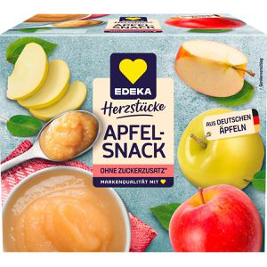 Edeka Fruchtpüree Herzstücke Apfelsnack, ohne Zuckerzusatz, je 100 g, 4 Stück