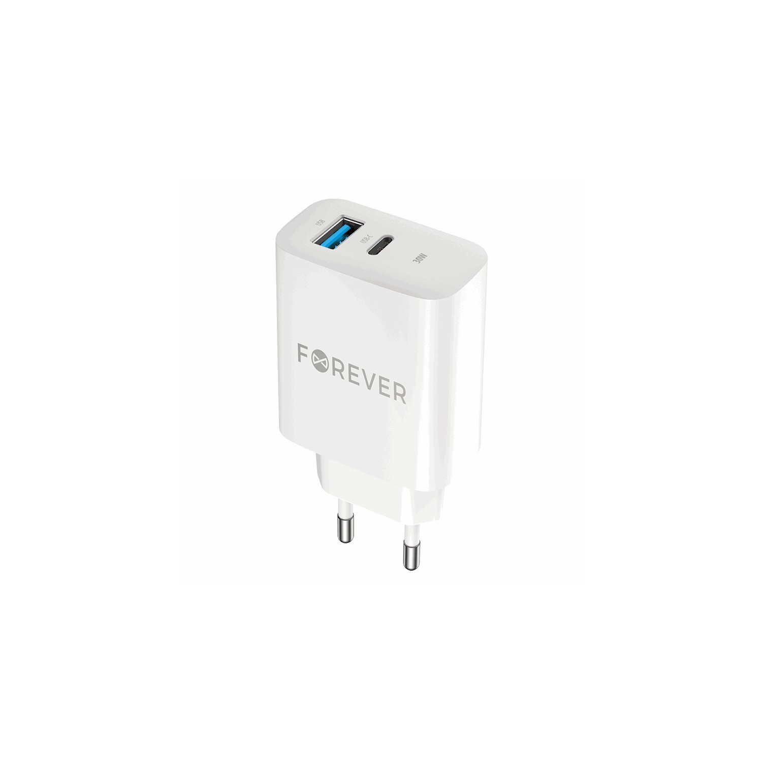 Forever Netvoeding Pd Qc Tc-07-30Ac, wit, 1x USB-C, 1x USB, 30W