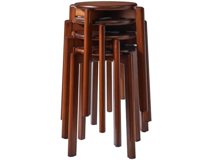 Barhocker 4er-Set Massivholz Walnussbraun 27 x 27 x 45 cm, Braun, Holz, 27x45x27 cm, Esszimmer, Barmöbel, Barhocker