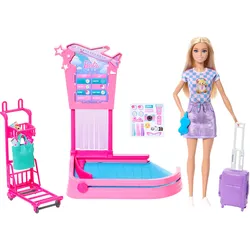 Barbie „Malibu“ Reise-Puppe, Gepäckausgabe-Spielset und Zubehör