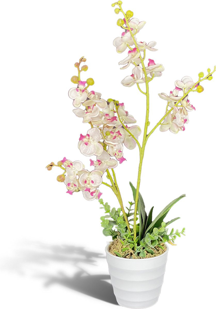 Witte kunstorchidee in pot, 50 cm